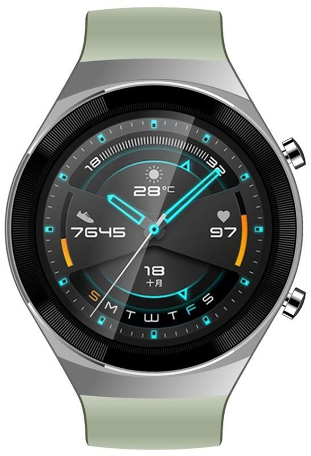 Smartwatch męski na zielonym pasku Rubicon RNCE68. Bluetooth. Zdalne rozmowy przez zegarek ✓zdrowy styl życia✓ (8).jpg